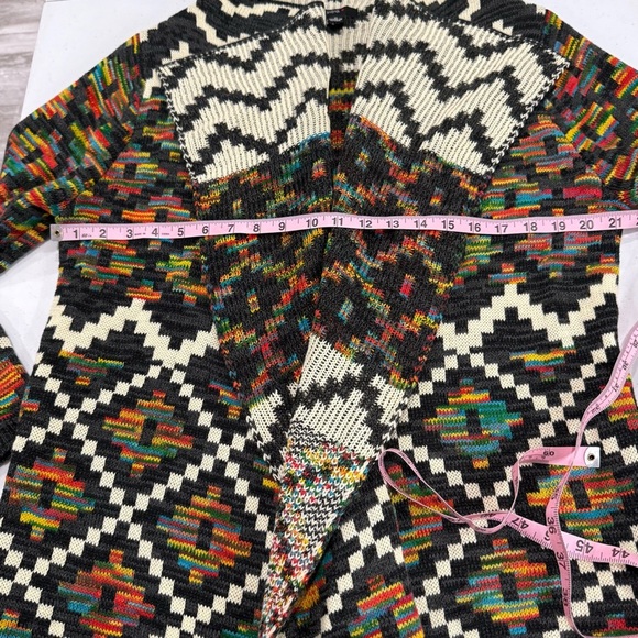Intro. Aztec Print Cardigan Southwestern Open Front Sweater Women’s Size Medium - Picture 6 of 12